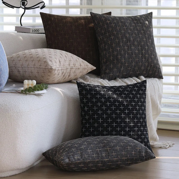 Axyaa Modern Farmhouse Woven Textured Pillow Covers - Set of 2