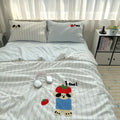 Axyaa Cartoon Embroidered Duvet Set: Breathable & Thin for Summer Comfort