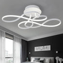 Axyaa Modern LED Chandelier Ceiling Lamp in White/Black Iron, 70cm