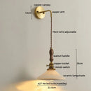 Axyaa Copper Ceramic LED Wall Lamps: Nordic Modern Walnut Handle for Living Room, Bedroom, Bathroom