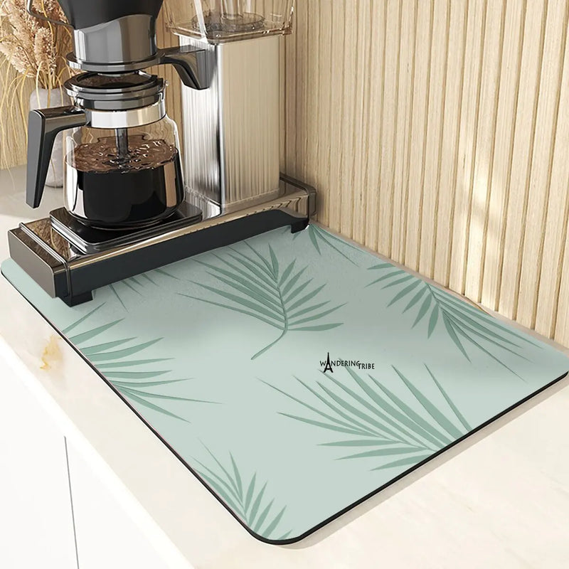 Axyaa Silicone Leaf Print Drying Mat & Coaster Set