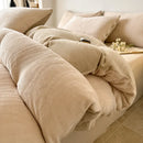 Axyaa Winter Fleece 4-Piece Bedding Set in Solid Color Milk Fleece - Thick & Warm