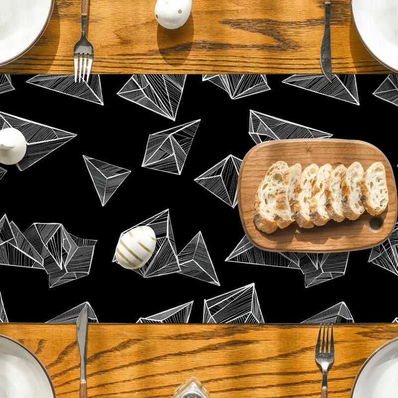 Axyaa Geometric Lines Table Runner for Modern Home Dining Decoration