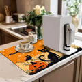 Axyaa Halloween Bat Owl Watercolor Drying Mat Black Absorbent Kitchen Mats