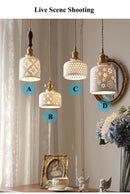 Axyaa Nordic Ceramic Pendant Ceiling Light, Modern Brass Socket Hanging Lamp