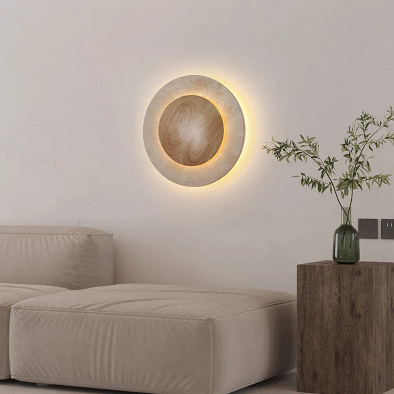 Axyaa Round Stone LED Wall Light for Hotel Living Room Sconce