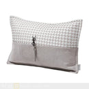 Axyaa White Leather Woven Stitch Horsehair Cushion Pillow for Luxury Villa Interiors