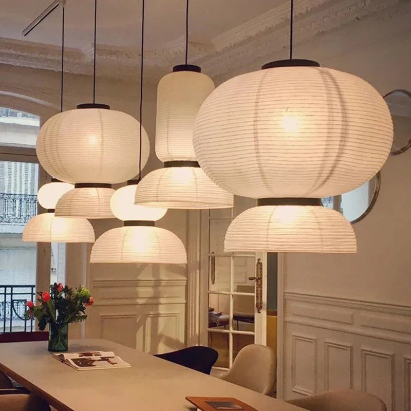 Axyaa Wabi Sabi Rice Paper Chandelier Pendant Lamps LED Hanging Light Room Decor