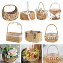 Axyaa Willow Rattan Wedding Basket Half Moon Storage Handle Flower Girls Picnic Container