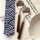 Axyaa Walnut Handle Stainless Steel Eating Spoon Set