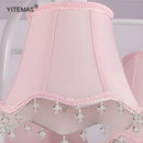 Axyaa Pink Crystal Chandelier with Fabric Shade for Princess Bedroom