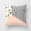 Nordic Pink Yellow Geometry Cushion Cover Abstract Art Pillowcase - Axyaa