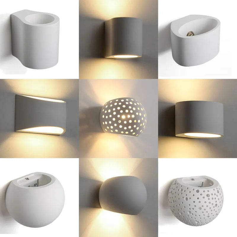 Axyaa Gypsum Wall Lamp: Modern LED Plaster Sconces for Living Room, Bedroom, Aisle ...