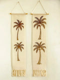 Tropical Coconut Tree Tasseled Tapestry by Axyaa - Natural Linen Beach Decor