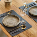 Axyaa Black Faux Leather Square Placemats Set - Luxury Dining Table Mats & Coasters