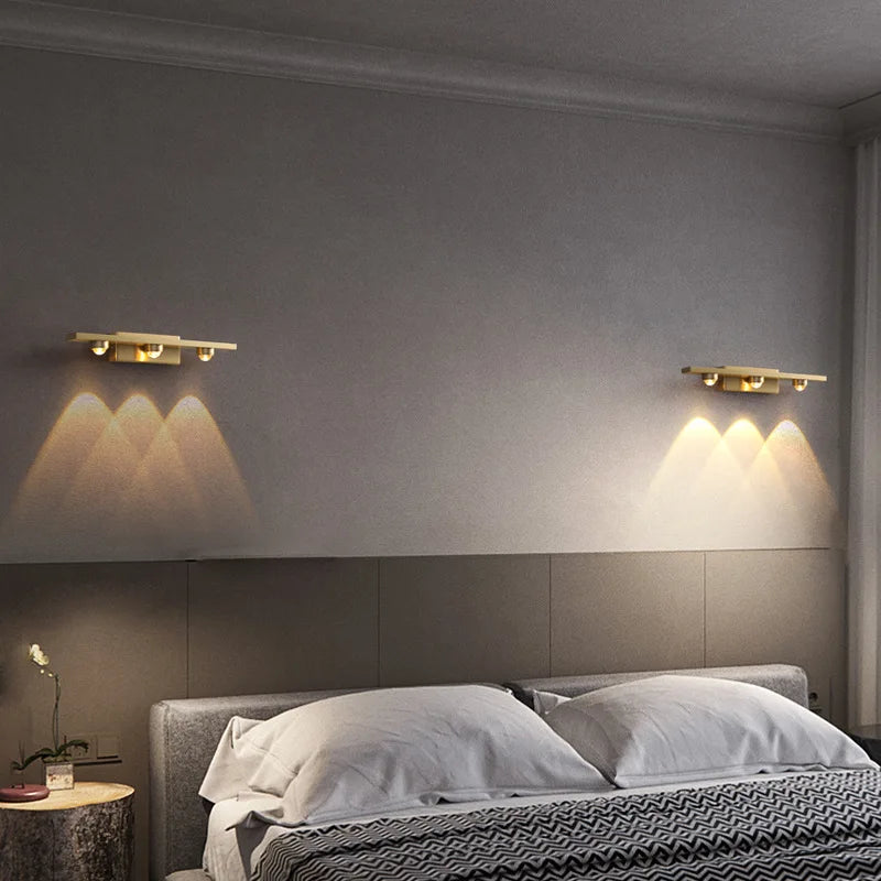 Axyaa Copper LED Wall Lamp Modern Bedside Reading Indoor Scone Wall Lamp