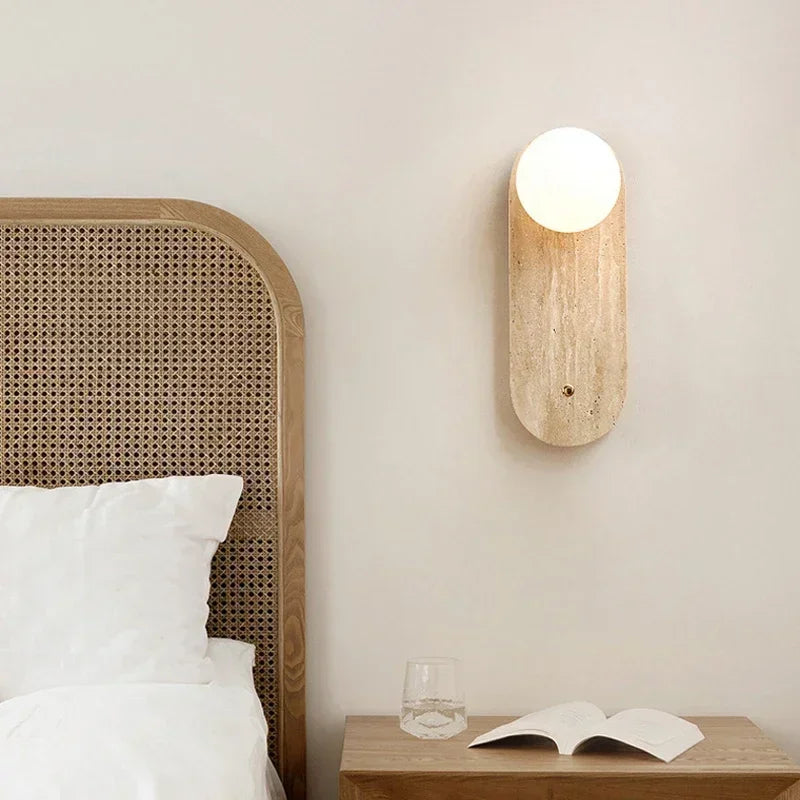 Axyaa Wabi Sabi Stone Wall Sconce: Nordic Style Bedroom Living Room Lamp