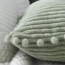 Axyaa Corduroy Pompom Cushion Cover for Sofa, 45x45 Thick Tripe Pillow