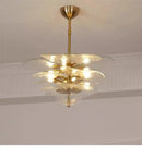Axyaa Glass Flower Petal Chandelier - Bronze Metal Dining Table Hanging Lamp