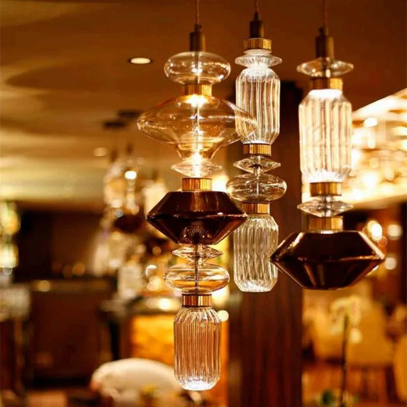 Axyaa Ballet Pendant Lamp: Clear Amber Glass, Danish Design, Restaurant & Bedroom Lighting