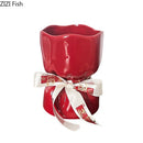 Axyaa Ceramic Flower Bouquet Vase Desk Decoration for Room Aesthetic Decor