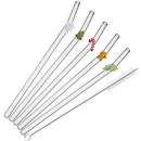 Axyaa Glass Christmas Straws Set with Cleaning Brush - 6Pcs - Bar Accessories