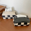 Axya Grid Leather Tissue Box - Home Decor for Table, Kitchen, Bedroom, Desktop