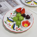 Axyaa Ceramic Magpie Plate - Hand Drawn Dumpling & Snack Serving Plate for Molecular Cuisine