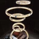 Axyaa Crystal Stair Chandelier - Modern LED Ceiling Hanging Light