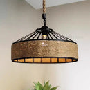 Axyaa Retro Hemp Rope Pendant Chandelier Iron Dining Room Light