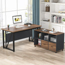 Axyaa Executive Desk Set with Lateral File Cabinet for Home Office Furniture