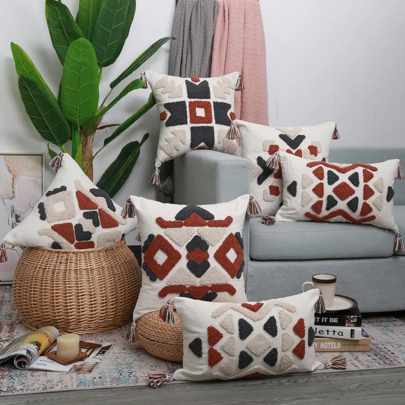 Axyaa Tufted Plush Tassels Cushion Cover for Stylish Home Decor