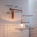 Axyaa Glass Flower LED Wall Lamp with Flexible Arm, Wood Modern Nordic Design