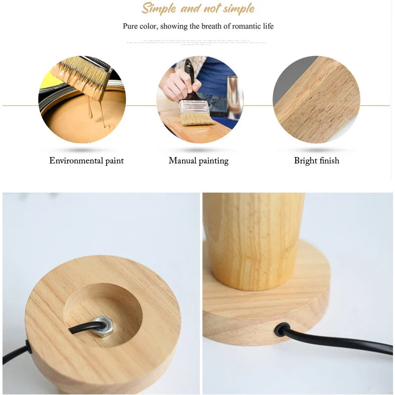 Axyaa Retro Wood Desk Lamp with E27 Socket and Vintage Design