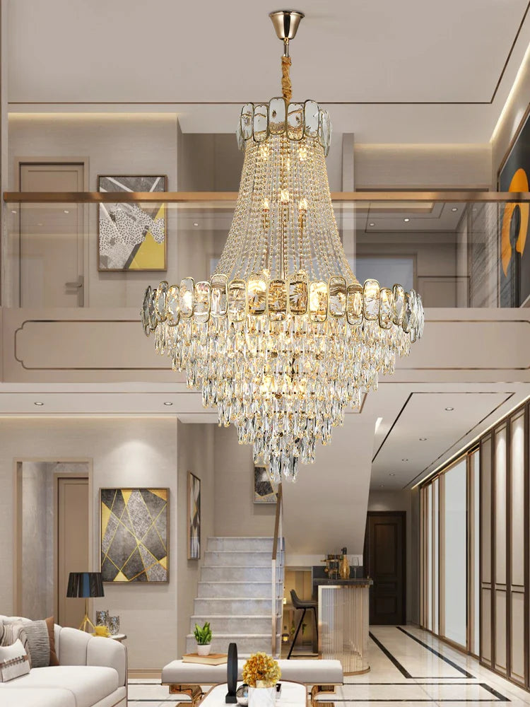 Axyaa Luxe LED Crystal Chandelier for Elegant Living Room Lighting