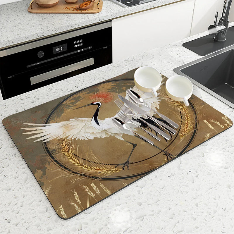 Axyaa Quick Dry Maple Leaf Kitchen Mat Cozy Bathroom Drying Pad