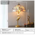 Axyaa Tiffany Brass Desk Lamp LED Shells Decor Retro Table Light for Home