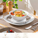 Axyaa White Porcelain Dinnerware Set with Brown Lines, Service for 4/8