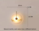 Round Natural Marble LED Wall Lamp by Axyaa - Elegant Bedroom Bedside Lighting Fixture