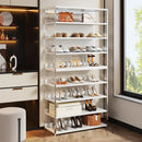 Axyaa 8-Tier Acrylic Shoe Rack with Wood Shelves - Modern Shoe Storage Organize 24-32 Pairs