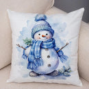 Axyaa Winter Snowman Print Pillowcase Set for Christmas Day Party Décor & Home Gift