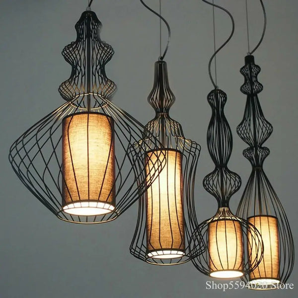 Axyaa Retro Birdcage Pendant Lamp for Industrial Home Decor