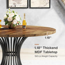 Axyaa 47-Inch Round Farmhouse Dining Table for 4-6 People, Industrial Kitchen Dinner Table