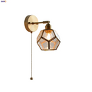 Axyaa Japanese Style LED Wall Light Clear Glass Pull Chain Switch Nordic Modern Decor