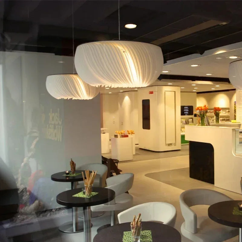 Axyaa LED Parchment Ceiling Pendant Light for Living Room, White Paper Hanging Lamp