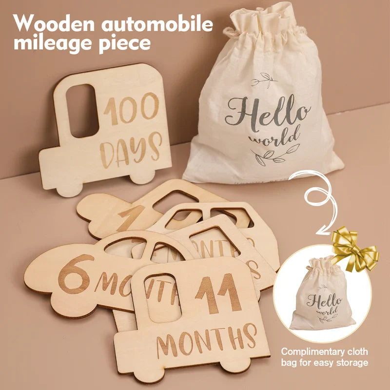 Axya Baby Wooden Milestone Cards for Newborn Photo Background & Birth Record