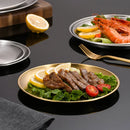 Axyaa Stainless Steel Golden Cafe Tray, Fruit Plate, Cake Plate, Shallow Plate