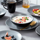 Axya™ Stoneware Crockery Tableware Set - Matte Black & Dark Grey, 48-Piece