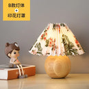 Axyaa Nordic Retro Ceramic Desk Lamp with Wood Grain Design