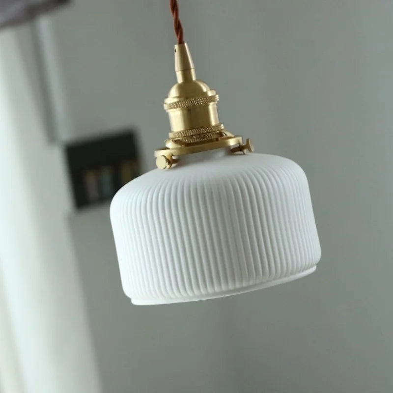Axyaa White Ceramic Chandelier LED Pendant Light Fixture for Kitchen Decor